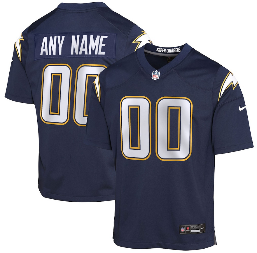 Custom Youth Los Angeles Chargers blue 2026 Game NFL Nike Jersey->boston red sox->MLB Jersey